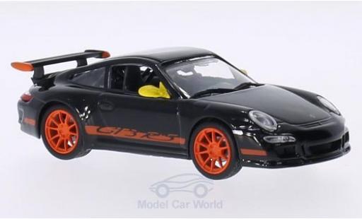Porsche 997 GT3 RS 1/43 Lucky Die Cast 911 () GT3 RS nero Spiegel in giallo Felgen und Dekor in orange modellino in miniatura