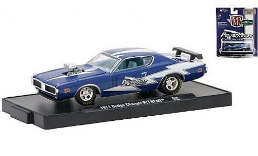 Dodge Charger 1/64 M2 Machines R/T HEMI metallico blu/bianco Powerhouse 1971 modellino in miniatura