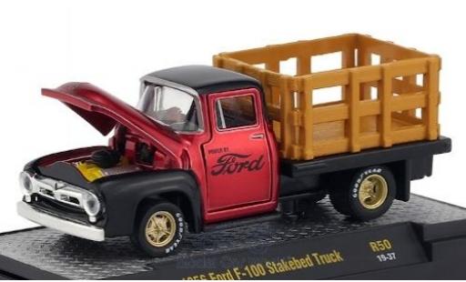 Ford F-1 1/64 M2 Machines 00 Stakebed Truck metallico rosso/nero 1956 modellino in miniatura