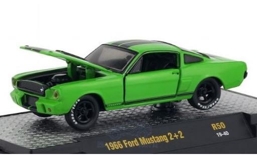 Ford Mustang 1/64 M2 Machines 2+2 verde/nero 1966 modellino in miniatura