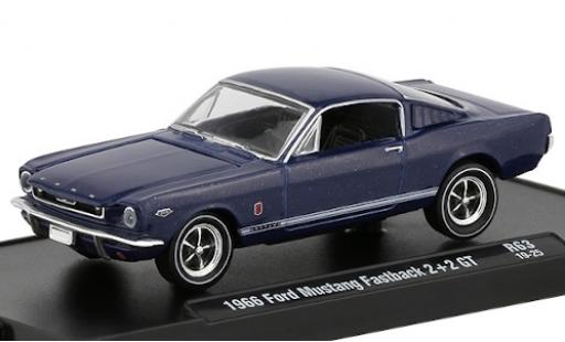 Ford Mustang 1/64 M2 Machines Fastback 2+2 GT metallico blu 1966 modellino in miniatura
