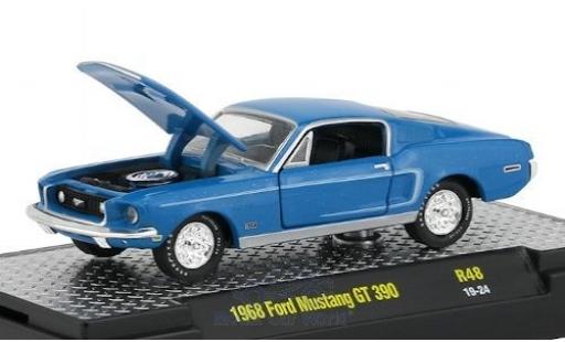 Ford Mustang 1/64 M2 Machines GT 390 blu/bianco 1968 modellino in miniatura