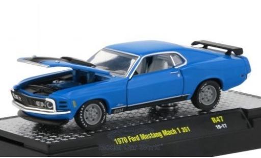 Ford Mustang 1/64 M2 Machines Mach 1 351 blu/matt-nero 1970 modellino in miniatura