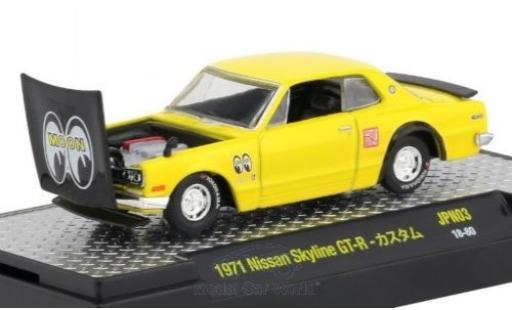 Nissan Skyline 1/64 M2 Machines GT-R giallo/nero 1971 modellino in miniatura