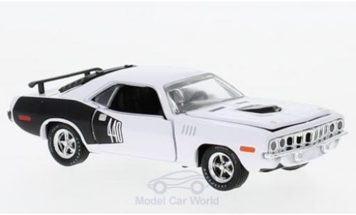 Plymouth Cuda 1971 1/64 M2 Machines 440 6-Pack bianco 1971 modellino in miniatura