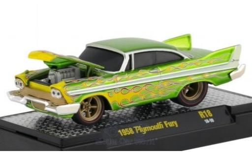 Plymouth Fury 1/64 M2 Machines metallico verde/Dekor 1958 modellino in miniatura