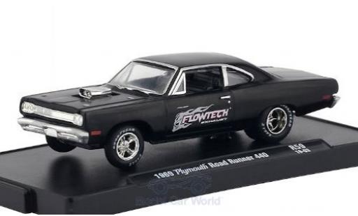 Plymouth Road Runner 1/64 M2 Machines 440 nero/Dekor Flowtech Exhaust 1969 modellino in miniatura