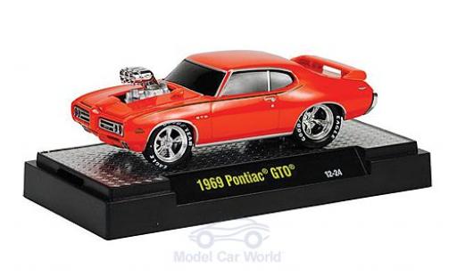 Pontiac GTO 1/64 M2 Machines orange 1969 Motorhaube mit Funktion Ground Pounders modellino in miniatura