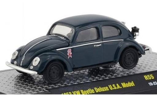 Volkswagen Beetle 1/64 M2 Machines Deluxe (Käfer) blu/Dekor 1953 USA-Modell modellino in miniatura