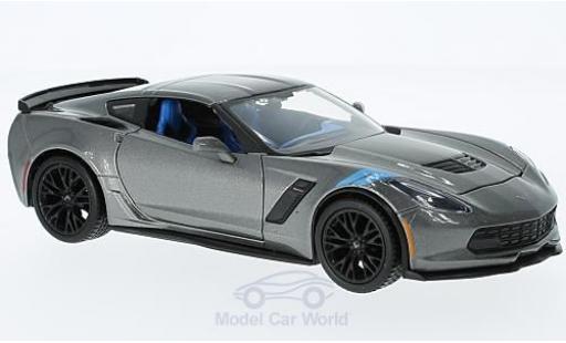Chevrolet Corvette 1/24 Maisto Grand Sport metallico grigio 2017 ohne Vitrine modellino in miniatura