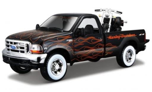 Ford F-350 1/24 Maisto Super Duty matt-nero/Dekor Harley-Davidson 1:27 avec FXSTB Night Train modellino in miniatura