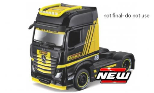 Mercedes Actros 1/64 Maisto 1851 MP4 Gigaspace nero/giallo modellino in miniatura