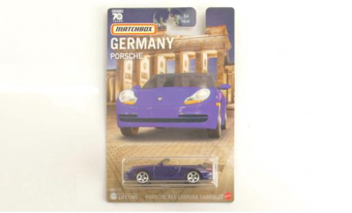 Porsche 996 1/64 Matchbox 911  Carrera cabriolet blu foncé modellino in miniatura