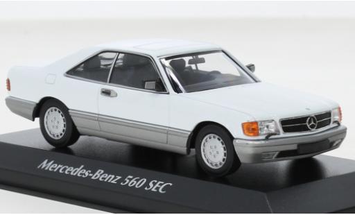 Mercedes 560 1/43 Maxichamps SEC (C126) bianco 1986 modellino in miniatura