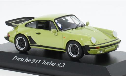Porsche 930 Turbo 1/43 Maxichamps 911  3.3 metallise la chaux 1977 modellino in miniatura