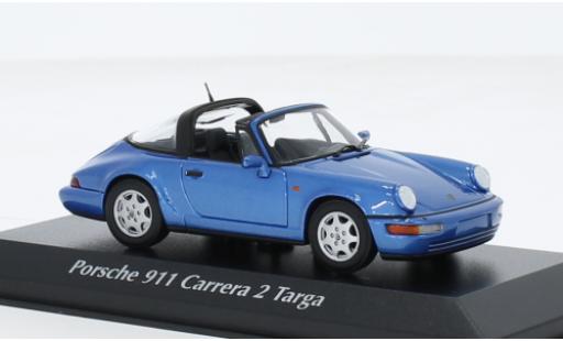 Porsche 964 1/43 Maxichamps 911  Carrera 2 Targa metallise blu 1991 modellino in miniatura