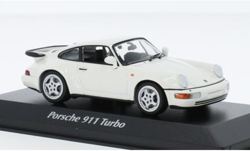Porsche 964 Turbo 1/43 Maxichamps 911  bianco 1990 modellino in miniatura