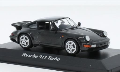 Porsche 964 Turbo 1/43 Maxichamps 911  metallise nero 1990 modellino in miniatura