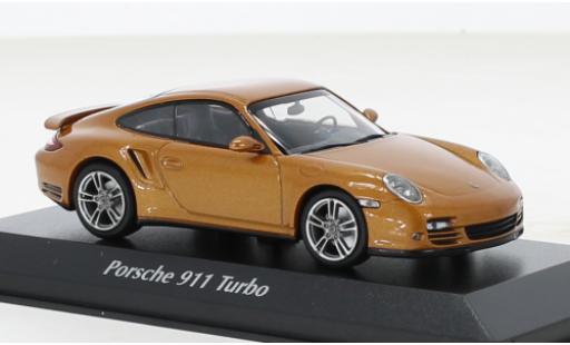 Porsche 997 Turbo 1/43 Maxichamps 911  metallise beige 2009 modellino in miniatura