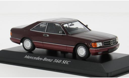 Mercedes 560 1/43 Maxichamps SEC (C126) metallise rot 1986 1:43 modellino in miniatura