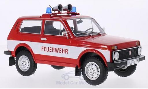 Lada Niva 1/18 MCG rosso/bianco Feuerwehr 1978 Türen und Hauben geschlossen modellino in miniatura