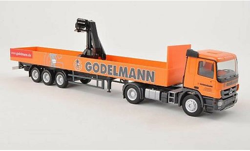 Mercedes Actros Base 1/87 Herpa M 08 Godelmann pianalen-SZ con Kran modellini auto