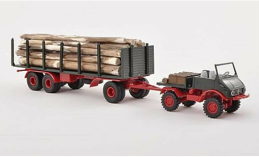 Mercedes Unimog 406-425 1/87 Brekina 421 Stammholz con Rungenanhanger e Ladegut modellini auto