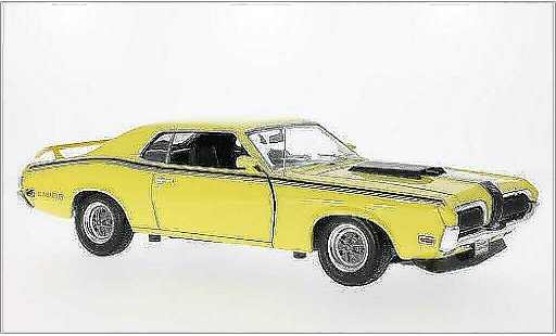Mercury Cougar Eliminator 1/18 Welly giallo/opaco-nero 1970 modellini auto