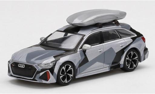 Audi RS6 1/64 Mini GT Avant grigio/Dekor mit Dachbox modellino in miniatura