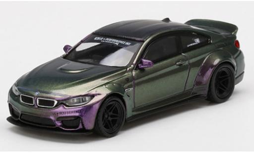 Bmw M4 1/64 Mini GT (F82) LB Works metallico lila/metallico verde modellino in miniatura