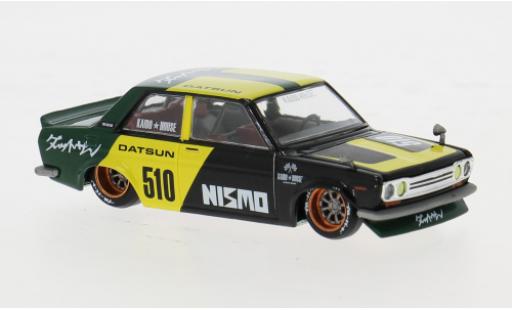 Datsun 510 1/64 Mini GT schwarz/gelb 1969 1:64 modellino in miniatura