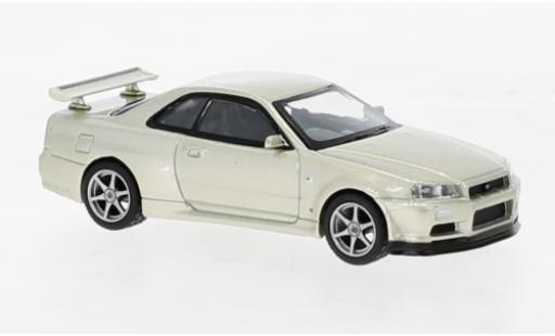 Nissan Skyline 1/64 Mini GT GT-R (R34) M-Spec metallise beige modellino in miniatura