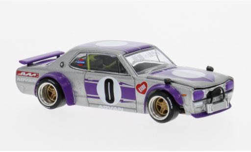 Nissan Skyline 1/64 Mini GT 2000 GT-R (KPGC10) violett/silber 1969 1:64 modellino in miniatura
