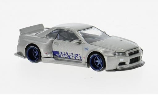 Nissan Skyline 1/64 Mini GT GT-R (R34) silber/blau 1999 1:64 modellino in miniatura