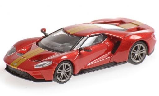 Ford GT 1/87 Minichamps metallico rosso/gold 2018 Shmee150 modellino in miniatura