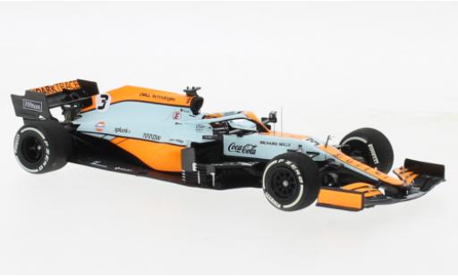 McLaren F1 1/43 Minichamps MCL35M No.3 Team Gulf Formel 1 GP Monaco 2021 modellino in miniatura