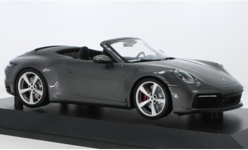 Porsche 992 4S 1/18 Minichamps 911  Carrera Cabriolet metallise grigio 2019 modellino in miniatura