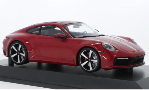 Porsche 992 4S 1/18 Minichamps 911  Carrera rosso/grigio 2019 modellino in miniatura