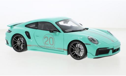 Porsche 992 Turbo s 1/18 Minichamps 911  Turbo S Sport Design verde 2021 modellino in miniatura