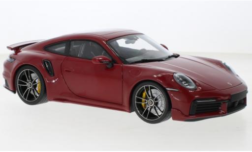 Porsche 992 Turbo s 1/18 Minichamps 911  Turbo S Sport Design rosso 2021 modellino in miniatura