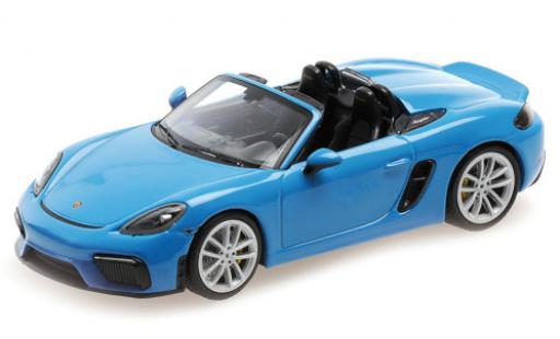 Porsche Boxster 1/43 Minichamps 718 Spyder (982) blu 2020 Softtop couché avec modellino in miniatura