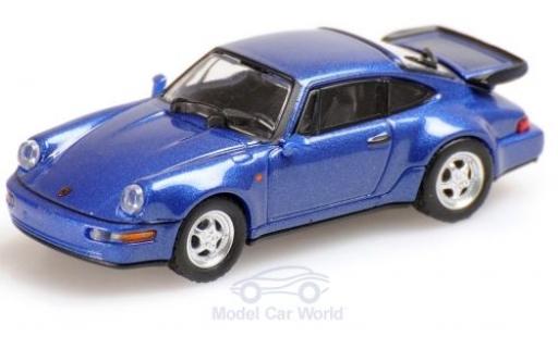 Porsche 964 Turbo 1/18 Minichamps 911 () Turbo metallico blu 1990 modellino in miniatura