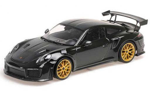 Porsche 991 GT2 RS 1/18 Minichamps 911 GT2 RS (.2) verde/carbon 2018 avec Weissach Paket et doré Magnesium jantes modellino in miniatura