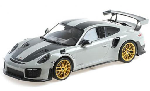 Porsche 991 GT2 RS 1/18 Minichamps 911 GT2 RS (.2) grigio/carbon 2018 mit Weissach Paket und goldenen Magnesium Felgen modellino in miniatura