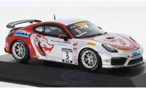 Porsche Cayman GT4 Clubsport 1/43 Minichamps GT4 Clubsport MR No.3 Flying Lizard Motorsports Pirelli World Challenge 2017 R.Baptista modellino in miniatura