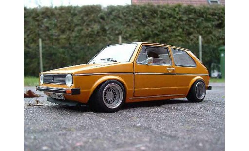 Volkswagen Golf GTI 1/18 Solido jantes BBS tuning orange modellini auto