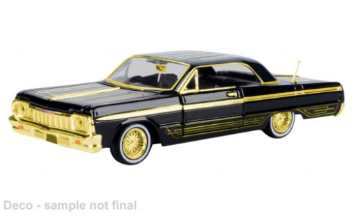 Chevrolet Impala 1/24 Motormax schwarz/gold 1964 1:24 modellino in miniatura