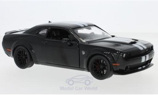 Dodge Challenger 1/24 Motormax SRT Hellcat nero/bianco 2018 modellino in miniatura