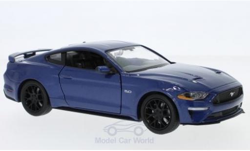 Ford Mustang 1/24 Motormax GT metallico blu 2018 modellino in miniatura