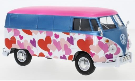 Volkswagen T1 1/24 Motormax Kasten metallico blu/Dekor modellino in miniatura